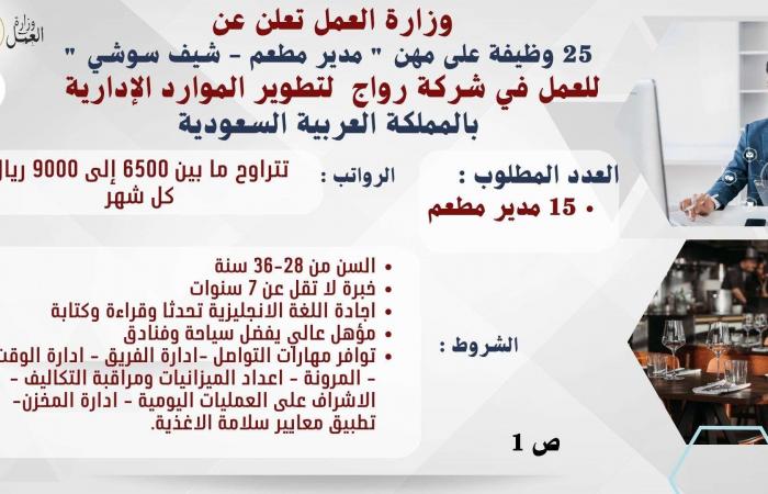 عاجل.. بدء التقديم على وظائف المصريين في السعودية اليوم براتب 9 آلاف ريال - بلس 48