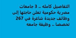 التفاصيل كامله.. 3 جامعات مصرية حكومية تعلن حاجتها إلى وظائف جديدة شاغرة في 267 تخصصا.. وظيفة جامعه - بلس 48