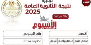 رابط نتيجة الثانوية العامة 2025 برقم الجلوس على بوابة الأسبوع - بلس 48