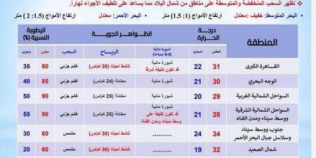 الأرصاد الجوية تعلن حالة الطقس غدا السبت 5 أكتوبر 2024 - بلس 48