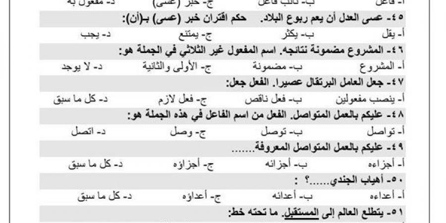 مراجعات نهائية.. تحميل 300 سؤال وإجابتها في النحو الصف الأول الثانوي - بلس 48