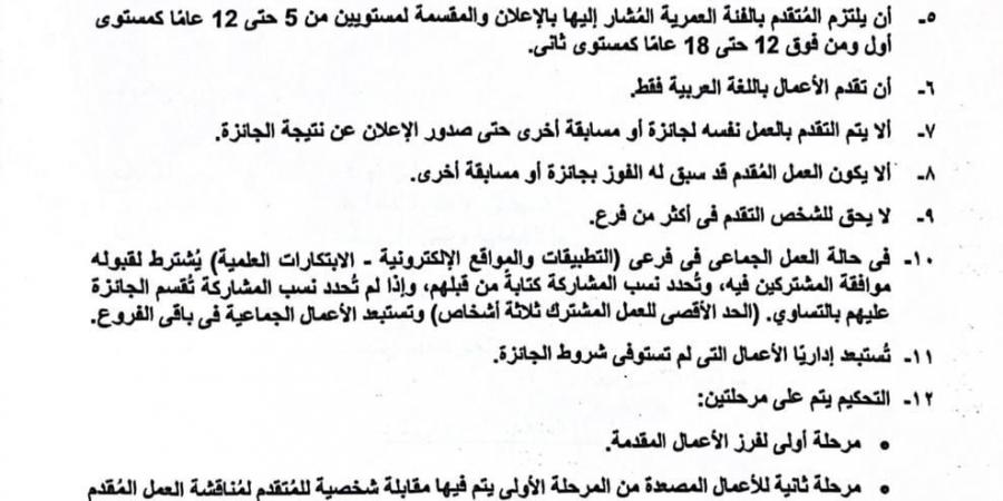 المجلس الأعلى للثقافة عن شروط التقدم لــــ"جائزة الدولة للمبدع الصغير" - بلس 48