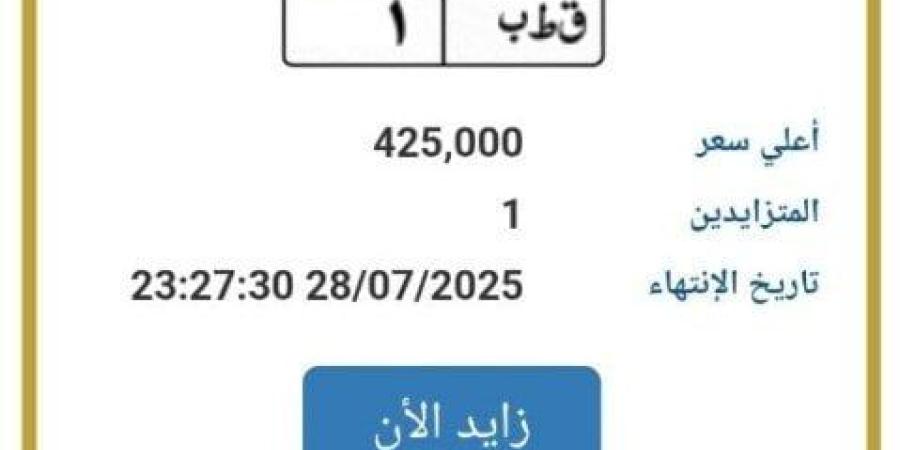 اقتربت من نصف مليون.. «المرور» تطرح لوحة سيارة مميزة للتزايد - بلس 48
