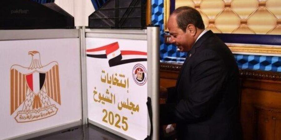 لحظة وصول الرئيس السيسي للإدلاء بصوته في انتخابات الشيوخ 2025 (فيديو) - بلس 48