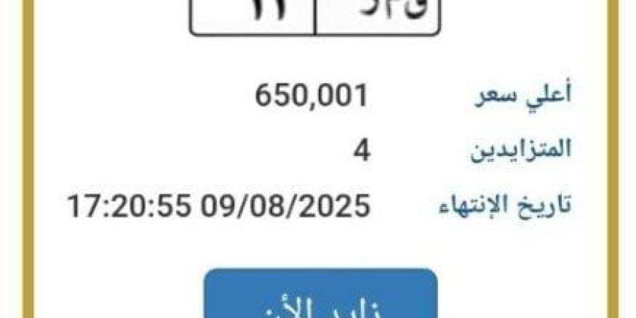 اقتربت من مليون جنيه.. مزايدة نارية على لوحة سيارة مميزة - بلس 48