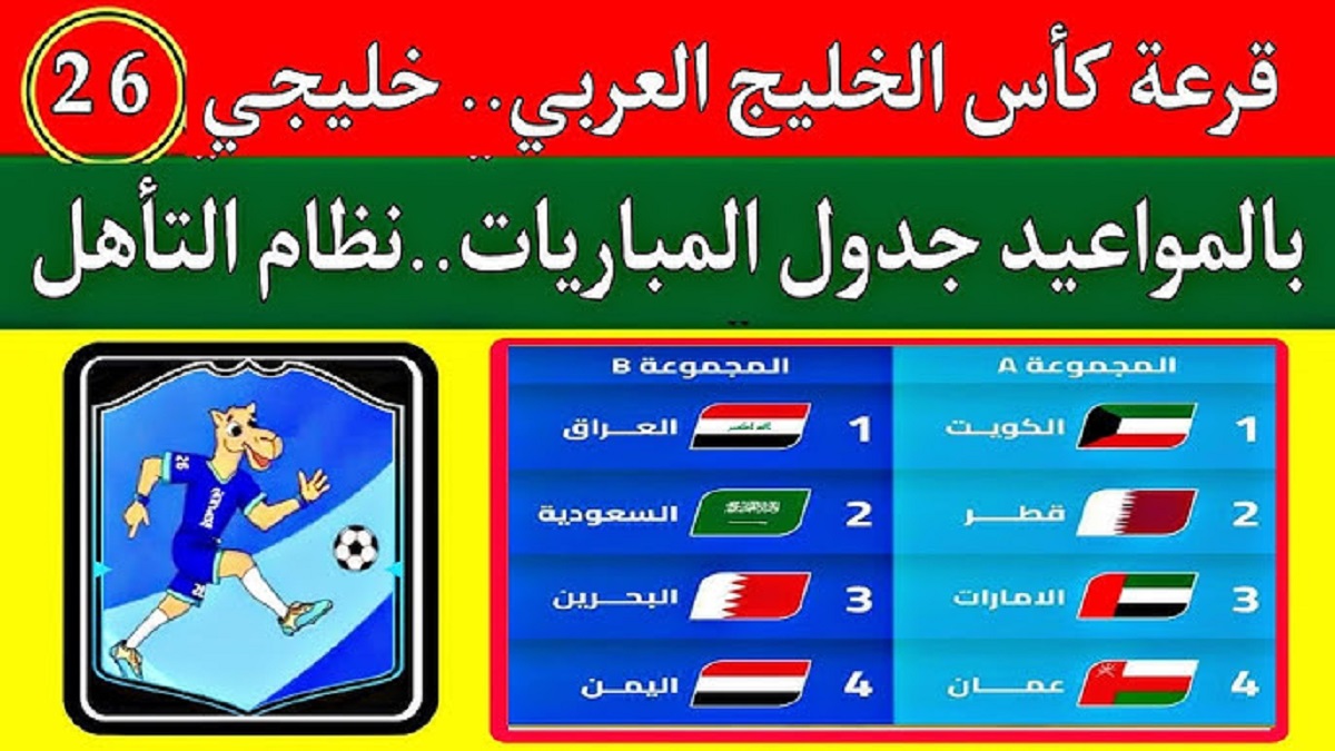 جدول مباريات كأس الخليج 2025 بجميع الجولات من دور المجموعات حتى النهائي