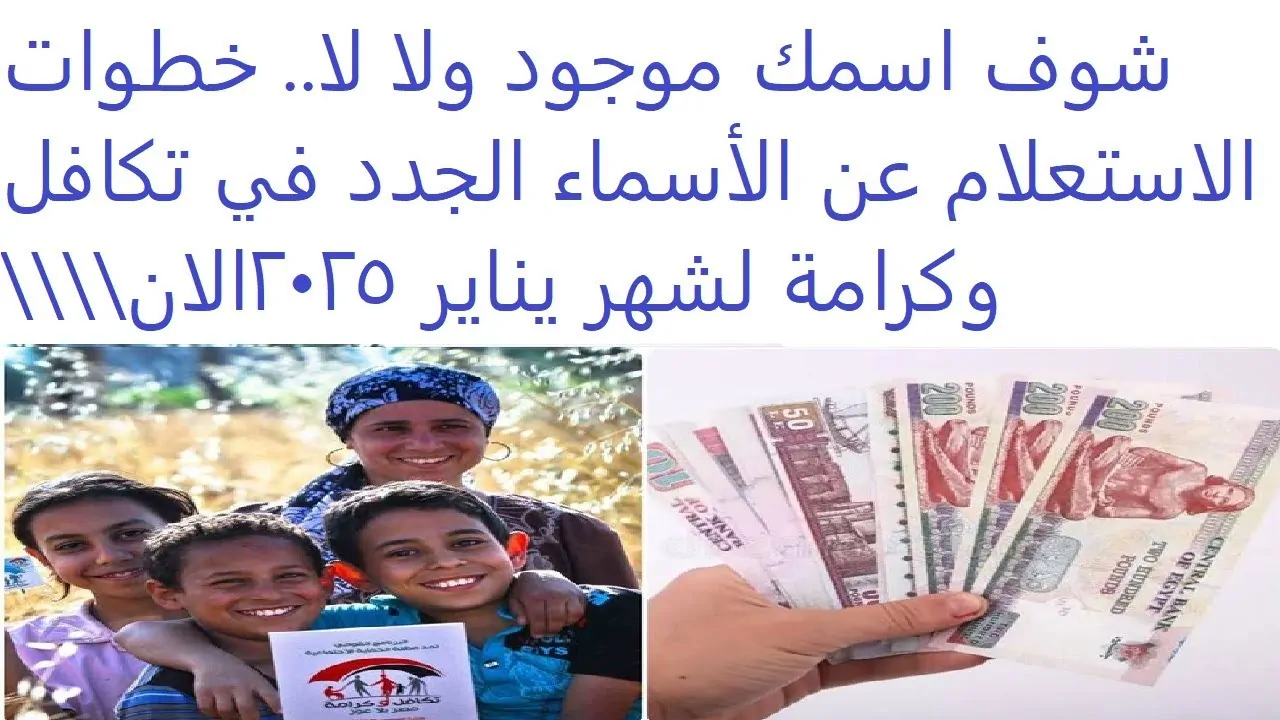 طريقة الاستعلام عن الأسماء الجدد في تكافل وكرامة عبر موقع وزارة التضامن الاجتماعي