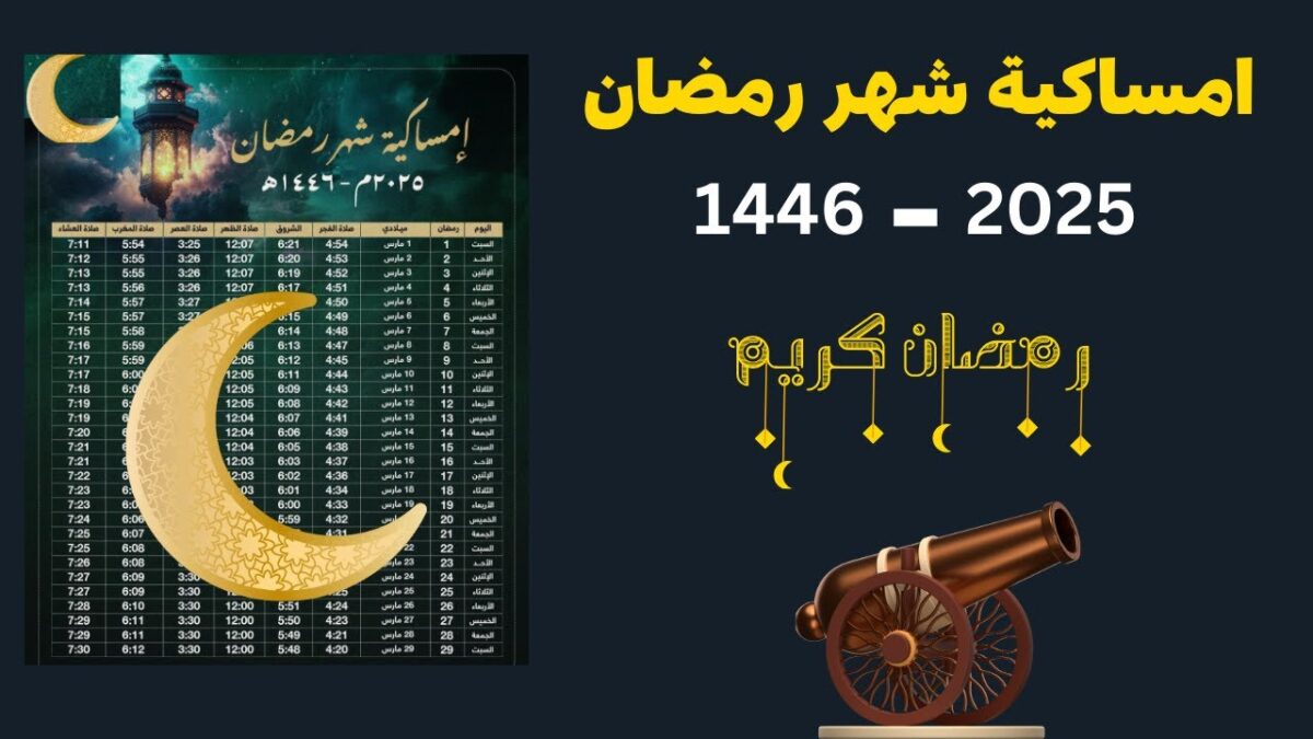 امساكية شهر رمضان 2025