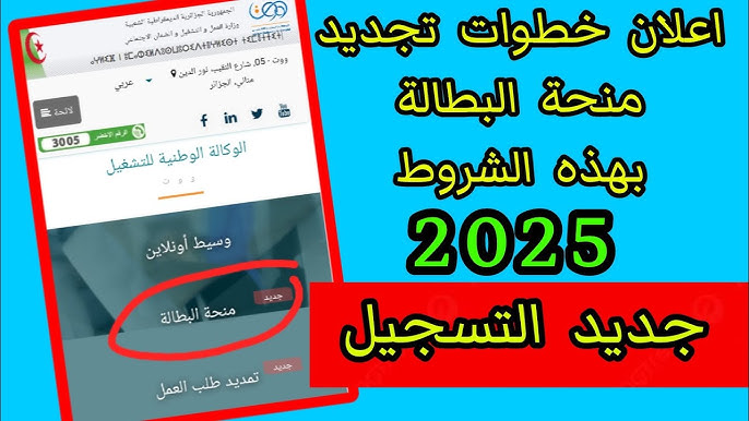 رابط تجديد منحة البطالة 2025 في الجزائر