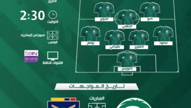 مباراة السعودية ضد الإكوادور اليوم القنوات الناقلة والتشكيل المتوقع للأخضر