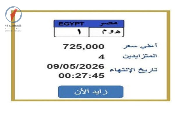 مزاد ناري على لوحة سيارة مميزة تجاوز سعرها 700 ألف جنيه في الأسبوع