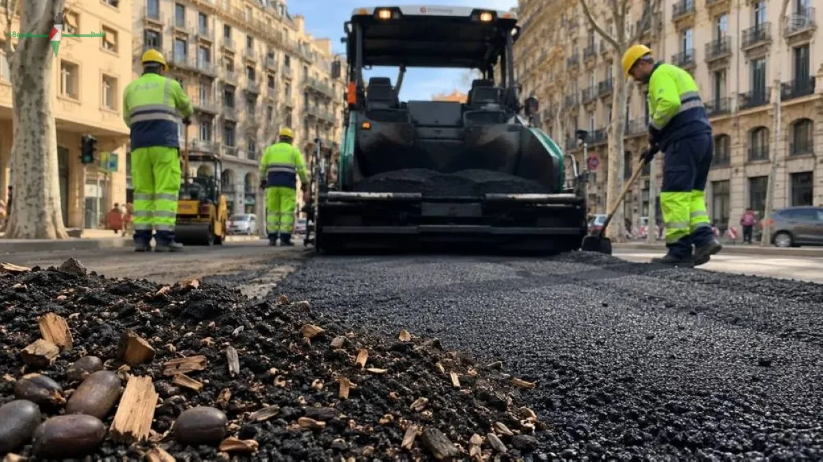 مشروع تطوير أسفلت منخفض الكربون في برشلونة باستخدام مادة البيوشار لتعزيز الاستدامة والبيئة