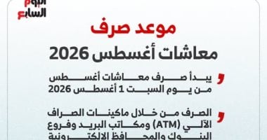 موعد صرف معاشات شهر أغسطس 2026 غدا بالإنفوجراف