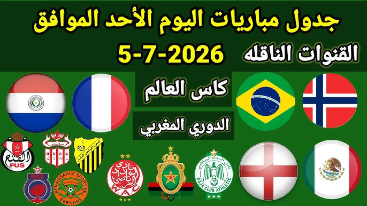 صدام فرنسا وباراجواي والقنوات الناقلة لمباراة البرازيل والنرويج وموعد ختام موسم الوداد