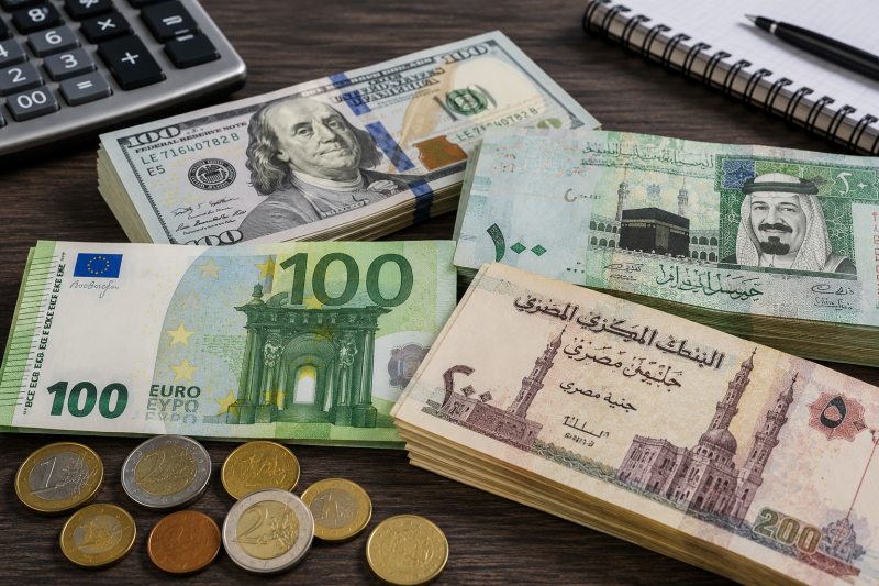 أسعار العملات العربية والأجنبية اليوم الأربعاء 15 يوليو 2026 مقابل الجنيه المصري.. استقرار الدولار واليورو