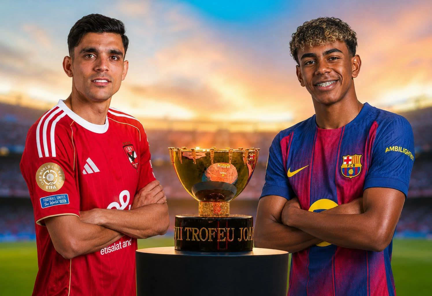 موعد مباراة الأهلي وبرشلونة في كأس خوان جامبر والقنوات الناقلة والمعلق